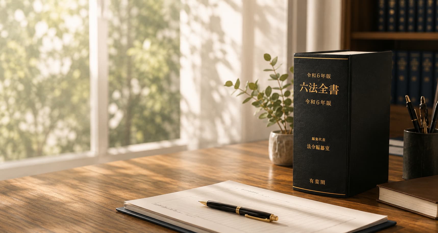 解決事例の相談をイメージした法律書と資料