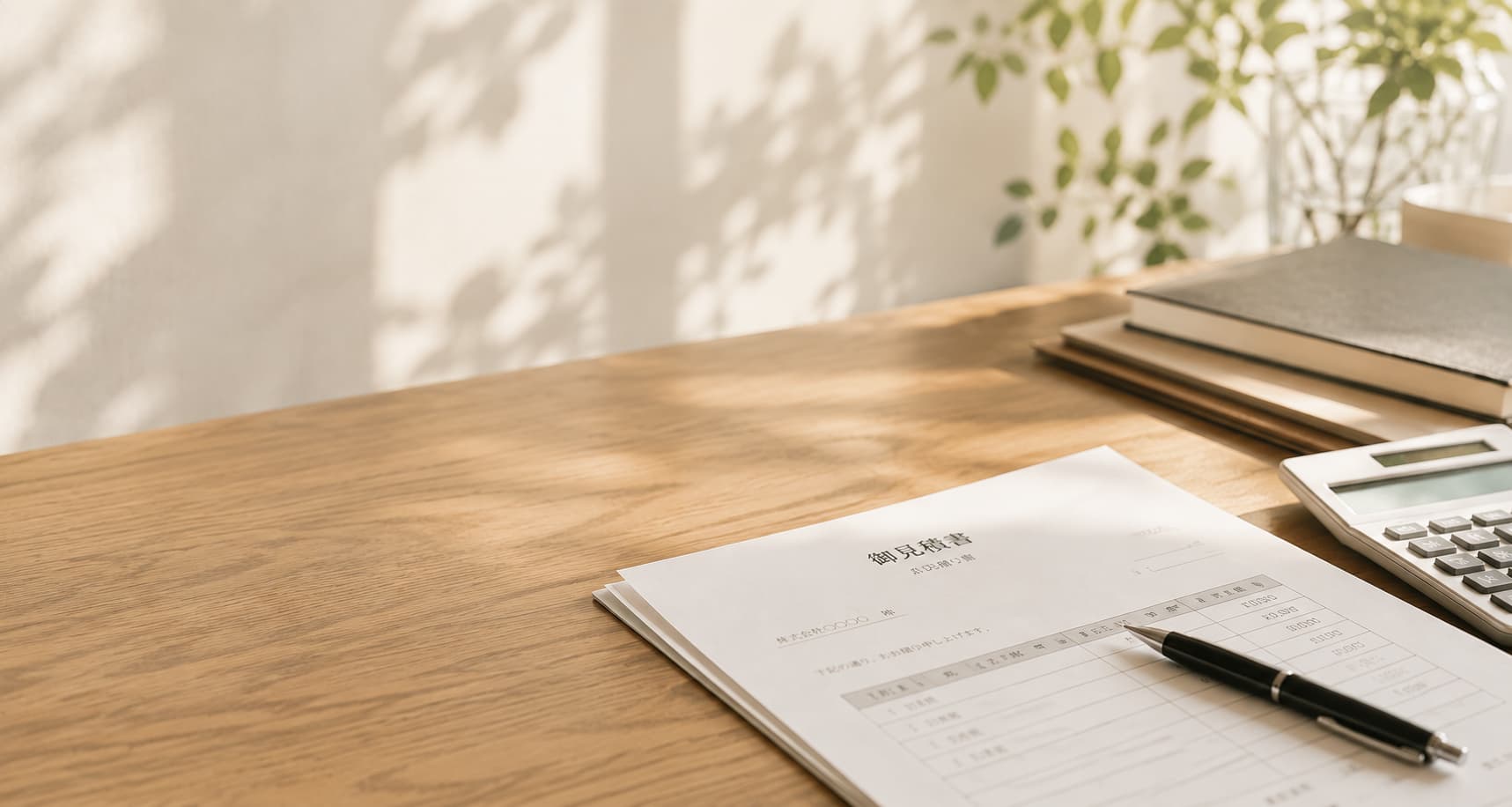 費用相談をイメージした書類と電卓
