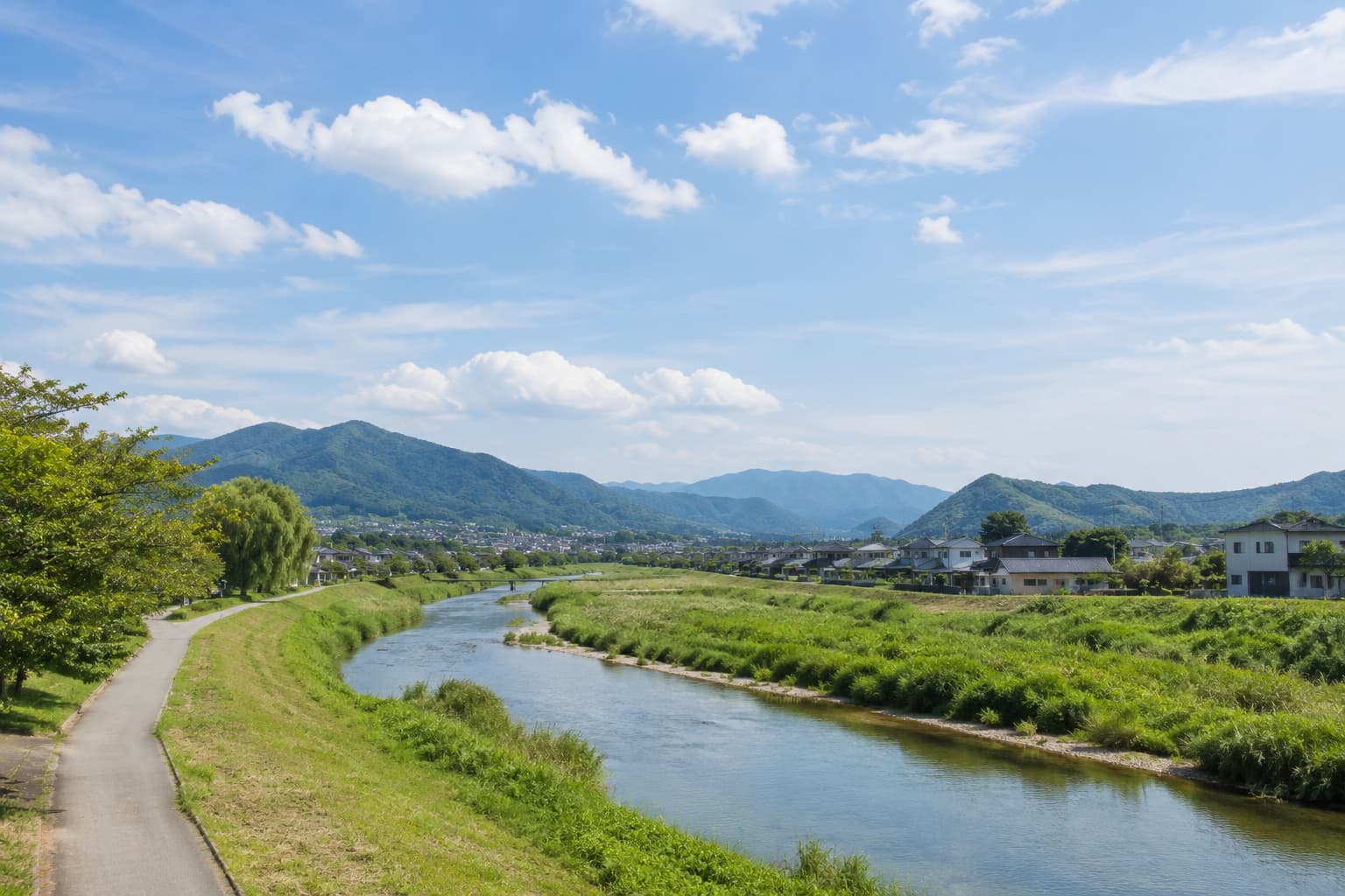 筑後地域の自然豊かな川沿いの暮らしを表現したエリアイメージ