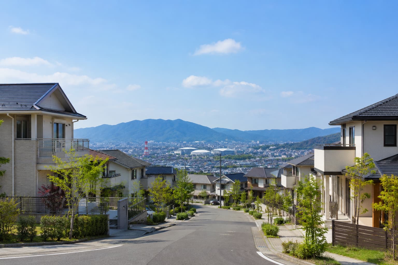 北九州地域の落ち着いた住宅街とファミリー向けの暮らしを表現したエリアイメージ