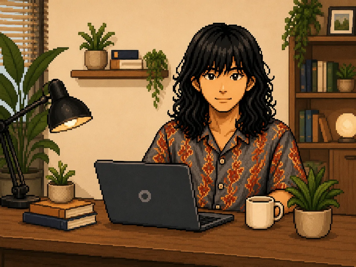 パソコンでWeb制作をするKOTAのイメージイラスト