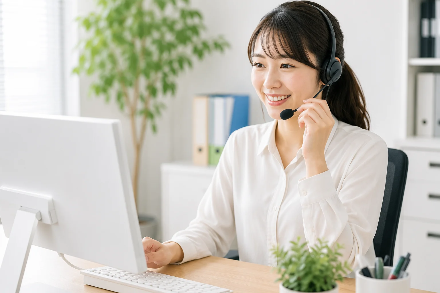 オペレーターが急ぎの相談に対応しているイメージ